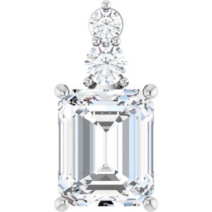 Platinum 11x9 mm Emerald Pendant Mounting