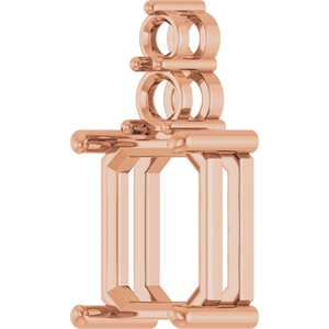 10K Rose Gold 11x9 mm Emerald Pendant Mounting – image 4