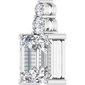 10K White Gold 11x9 mm Emerald Pendant Mounting – image 3