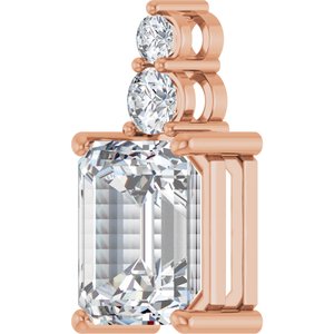 10K Rose Gold 11x9 mm Emerald Pendant Mounting – image 3