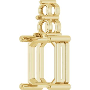 14K Yellow Gold 11x9 mm Emerald Pendant Mounting – image 4