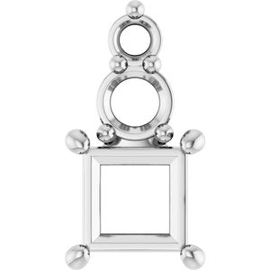 Sterling Silver 4.5x4.5 mm Square Pendant Mounting – image 2