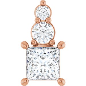 18K Rose Gold 4.5x4.5 mm Square Pendant Mounting