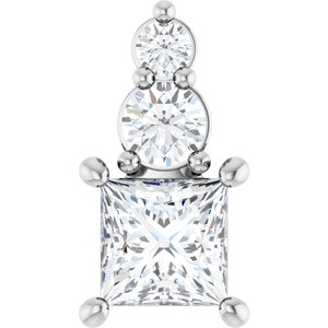 18K White Gold 4.5x4.5 mm Square Pendant Mounting