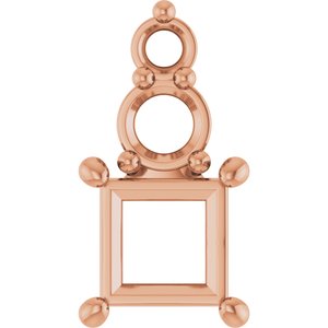 18K Rose Gold 4.5x4.5 mm Square Pendant Mounting – image 2