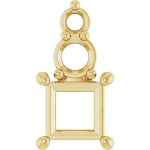 10K Yellow Gold 4.5x4.5 mm Square Pendant Mounting – image 2