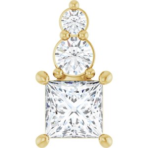 18K Yellow Gold 4.5x4.5 mm Square Pendant Mounting