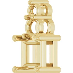 10K Yellow Gold 4.5x4.5 mm Square Pendant Mounting – image 4