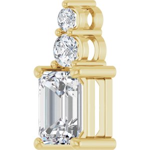 14K Yellow Gold 7.5x5.5 mm Emerald Pendant Mounting – image 3