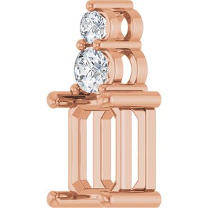 14K Rose Gold 7.5x5.5 mm Emerald 1/5 CTW Lab-Grown Diamond Semi-Set Pendant – image 4