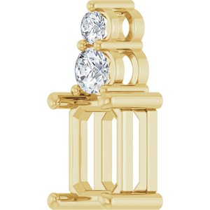 14K Yellow Gold 7.5x5.5 mm Emerald 1/5 CTW Lab-Grown Diamond Semi-Set Pendant – image 4