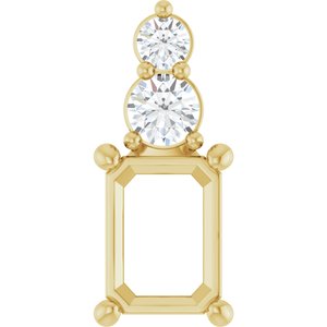 14K Yellow Gold 7.5x5.5 mm Emerald 1/5 CTW Natural Diamond Semi-Set Pendant – image 2
