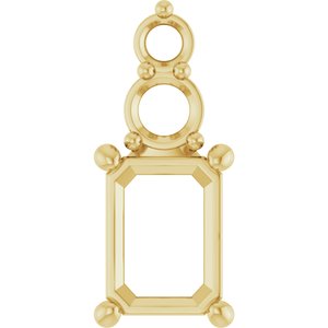 14K Yellow Gold 7.5x5.5 mm Emerald Pendant Mounting – image 2