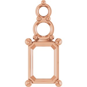 14K Rose Gold 7.5x5.5 mm Emerald Pendant Mounting – image 2
