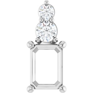 14K White Gold 7.5x5.5 mm Emerald 1/5 CTW Lab-Grown Diamond Semi-Set Pendant – image 2