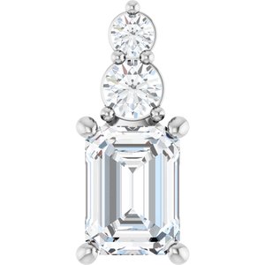 Platinum 7.5x5.5 mm Emerald Pendant Mounting