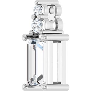 14K White Gold 6x3 mm Straight Baguette Pendant Mounting – image 3