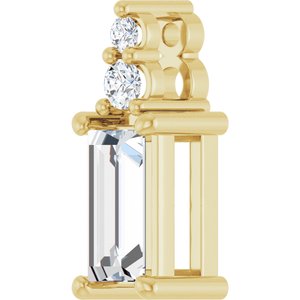 18K Yellow Gold 6x3 mm Straight Baguette Pendant Mounting – image 3