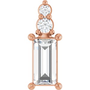 10K Rose Gold 6x3 mm Straight Baguette Pendant Mounting