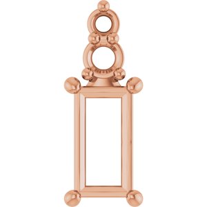 10K Rose Gold 6x3 mm Straight Baguette Pendant Mounting – image 2