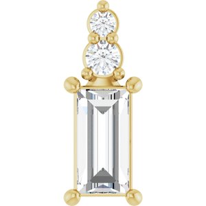 10K Yellow Gold 6x3 mm Straight Baguette Pendant Mounting