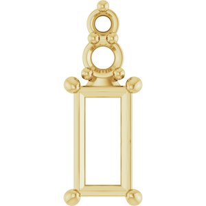 18K Yellow Gold 6x3 mm Straight Baguette Pendant Mounting – image 2