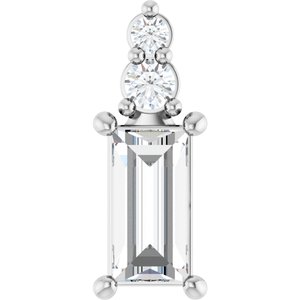 10K White Gold 6x3 mm Straight Baguette Pendant Mounting