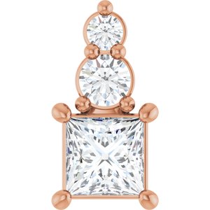 18K Rose Gold 3.75x3.75 mm Square Pendant Mounting