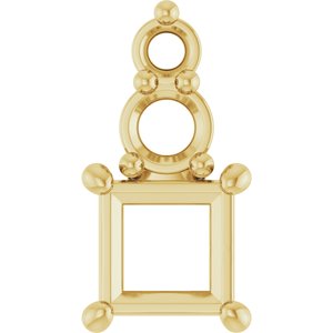 18K Yellow Gold 3.75x3.75 mm Square Pendant Mounting – image 2