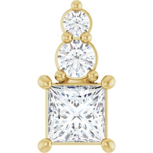 18K Yellow Gold 3.75x3.75 mm Square Pendant Mounting