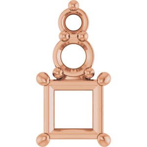 14K Rose Gold 3.75x3.75 mm Square Pendant Mounting – image 2
