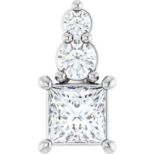 18K White Gold 3.75x3.75 mm Square Pendant Mounting