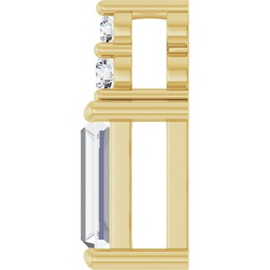 18K Yellow Gold 6x3 mm Straight Baguette Pendant Mounting – image 5