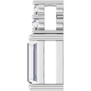 Sterling Silver 6x3 mm Straight Baguette Pendant Mounting – image 5