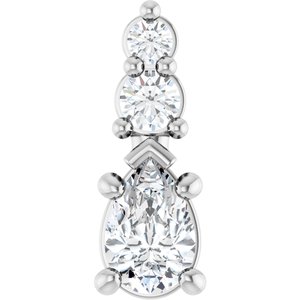 14K X1 White Gold 4.5x3 mm Pear Pendant Mounting