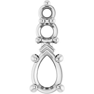14K X1 White Gold 4.5x3 mm Pear Pendant Mounting – image 2