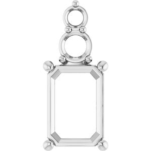 Sterling Silver 10x7 mm Emerald Pendant Mounting – image 2