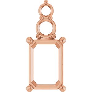14K Rose Gold 10x7 mm Emerald Pendant Mounting – image 2