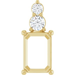14K Yellow Gold 10x7 mm Emerald 1/4 CTW Lab-Grown Diamond Semi-Set Pendant – image 2