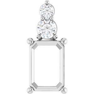 14K White Gold 10x7 mm Emerald 1/3 CTW Natural Diamond Semi-Set Pendant – image 2