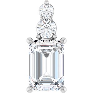 Platinum 10x7 mm Emerald 1/4 CTW Lab-Grown Diamond Semi-Set Pendant