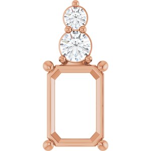 14K Rose Gold 10x7 mm Emerald 1/4 CTW Lab-Grown Diamond Semi-Set Pendant – image 2