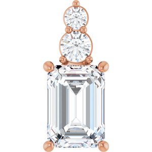 14K Rose Gold 10x7 mm Emerald 1/4 CTW Lab-Grown Diamond Semi-Set Pendant
