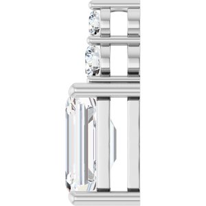 Platinum 10x7 mm Emerald 1/4 CTW Lab-Grown Diamond Semi-Set Pendant – image 5