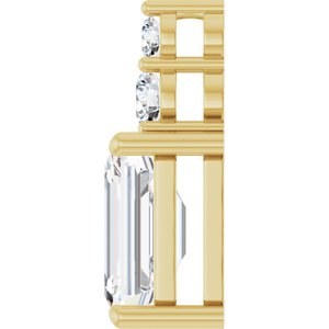14K Yellow Gold 10x7 mm Emerald 1/4 CTW Lab-Grown Diamond Semi-Set Pendant – image 5