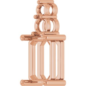10K Rose Gold 10x7 mm Emerald Pendant Mounting – image 4