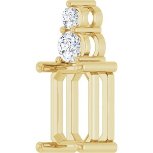 14K Yellow Gold 10x7 mm Emerald 1/4 CTW Lab-Grown Diamond Semi-Set Pendant – image 4