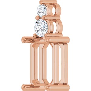 14K Rose Gold 10x7 mm Emerald 1/3 CTW Natural Diamond Semi-Set Pendant – image 4
