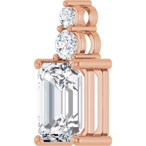 10K Rose Gold 10x7 mm Emerald Pendant Mounting – image 3