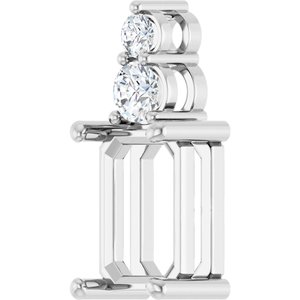 Platinum 10x7 mm Emerald 1/3 CTW Natural Diamond Semi-Set Pendant – image 4